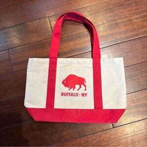 NWOT Buffalo NY Canvas Tote Bag Red and Beige